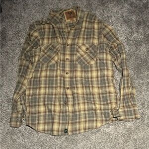 Outdoor Life Plaid Shirt Jacket - Tan, Green, & Brown